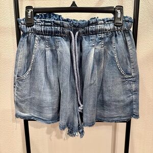 Mustard Seed Women’s Chambray Frayed Drawstring Shorts Small NWT